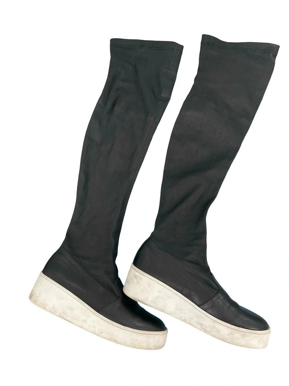 Robert Clergerie Black Leather Over The Knee Sock Boots Size 7.5